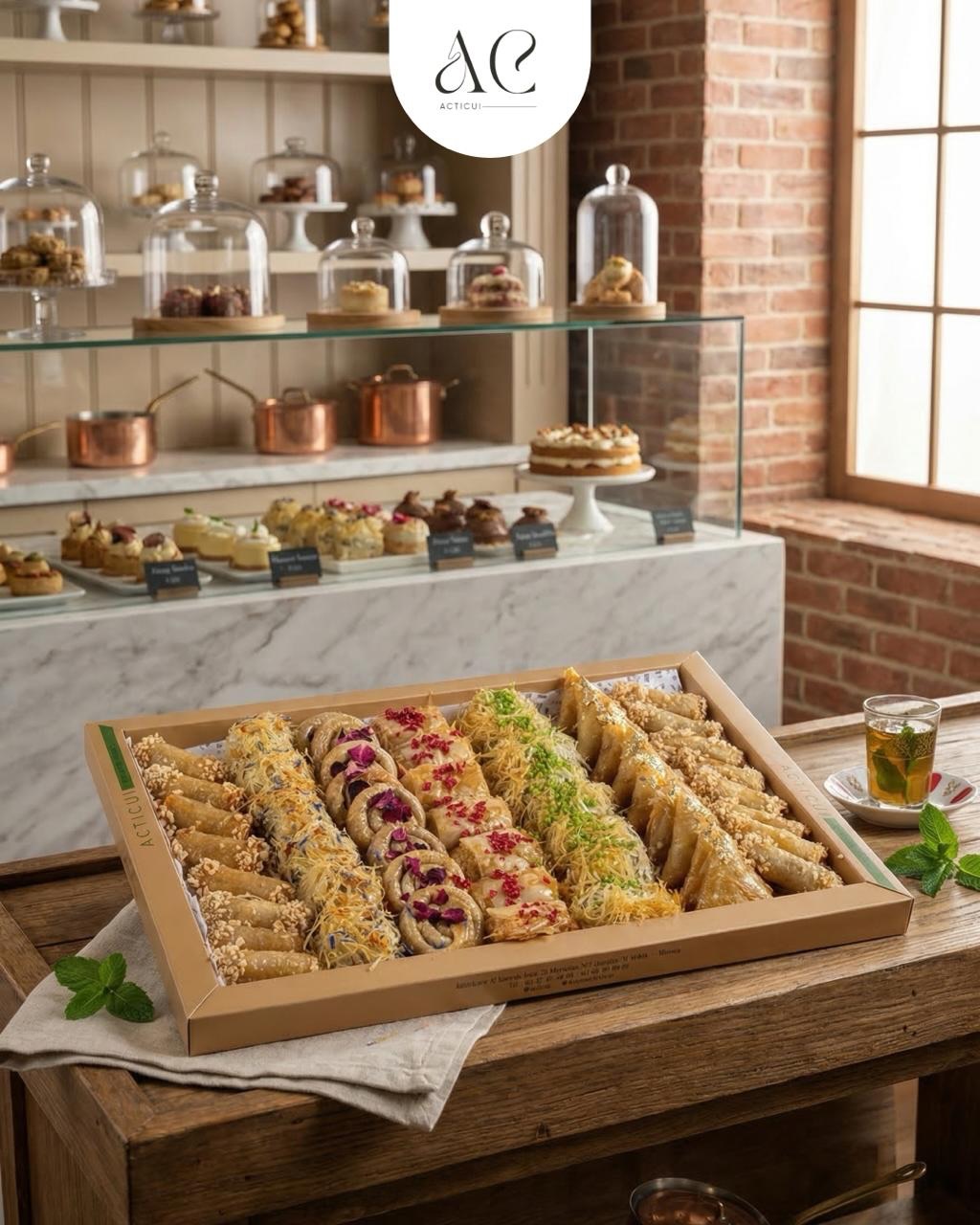 Coffret de patisseries marocaines dans le cafe ACTICUI